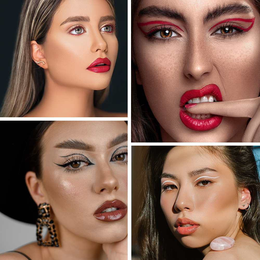 collage of eyeliner trends